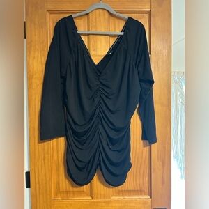 City Chic Black Ruched Blouse